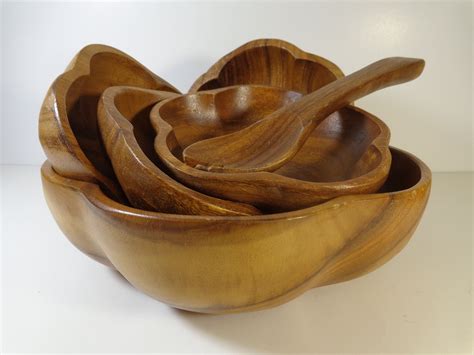 hand carved wood salad bowl